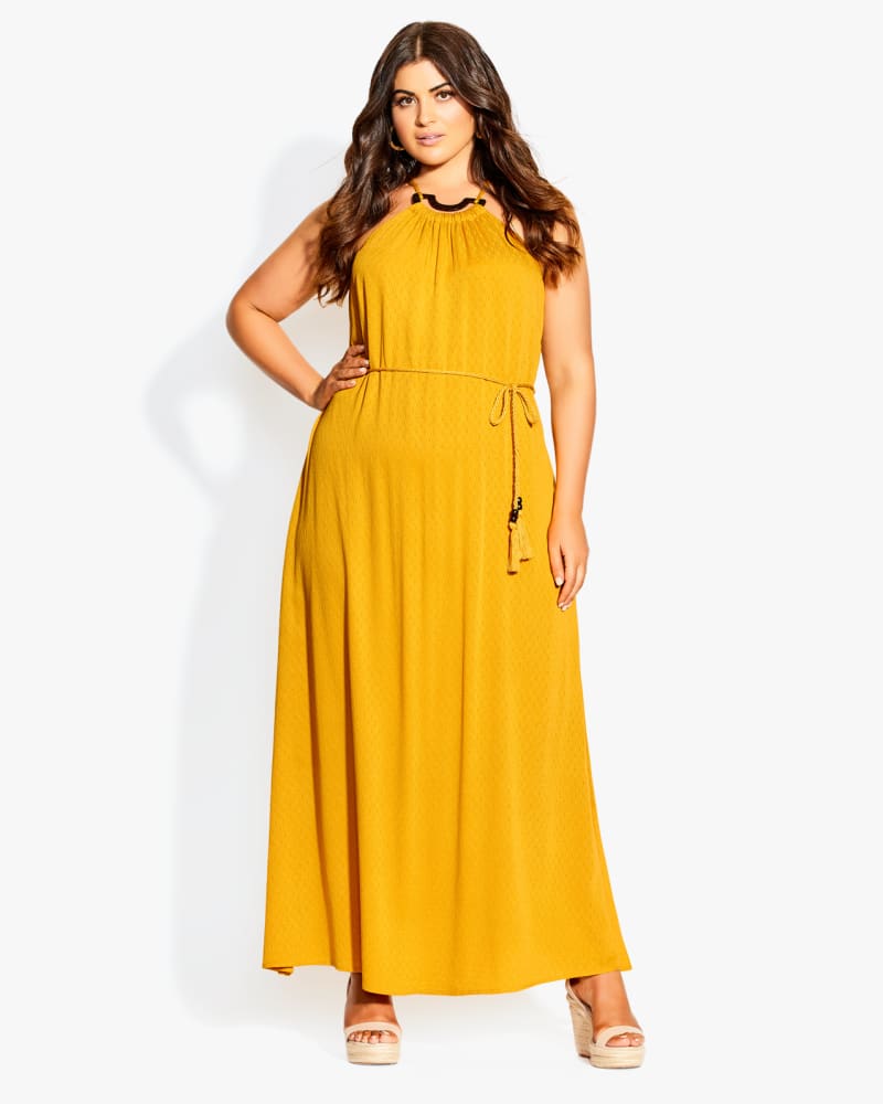 Plus size model wearing Maggie Halter Maxi Dress by City Chic | Dia&Co | dia_product_style_image_id:139655